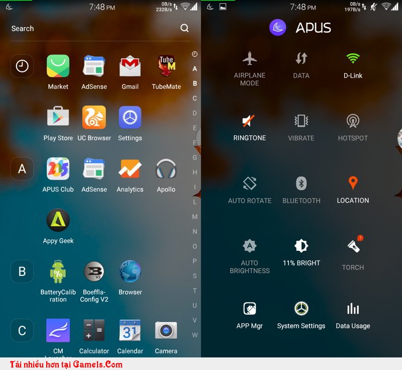 Tải ứng dụng APUS Launcher cho android